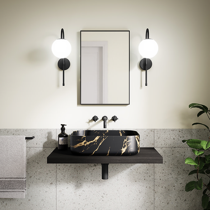 Arezzo Thin Frame 400 x 600mm Rectangular Mirror - Matt Black
