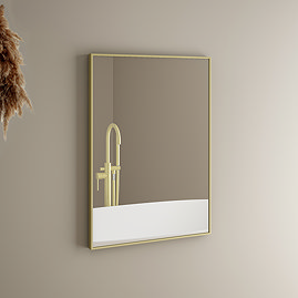 Arezzo Thin Frame 500 x 700mm Rectangular Mirror - Brushed Brass