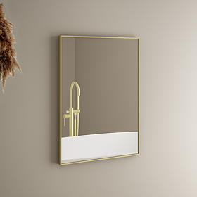 Arezzo Thin Frame 500 x 700mm Rectangular Mirror - Brushed Brass