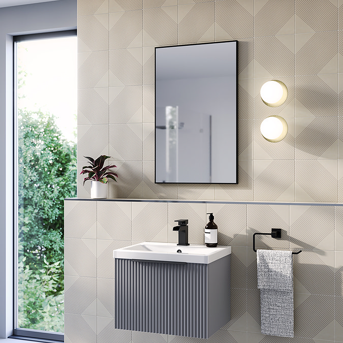 Arezzo Thin Frame 500 x 800mm Rectangular Mirror - Matt Black