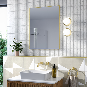 Arezzo Thin Frame 600 x 800mm Rectangular Mirror - Brushed Brass