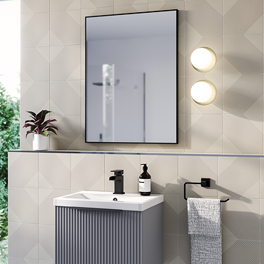 Arezzo Thin Frame 600 x 800mm Rectangular Mirror - Matt Black