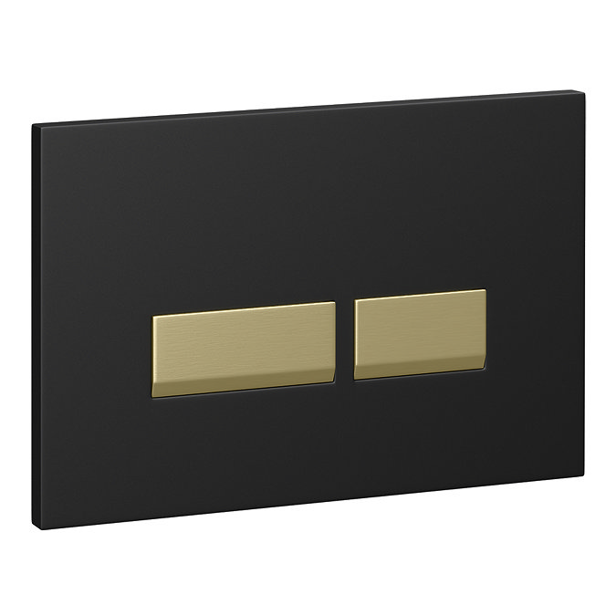 Arezzo Toilet Cistern Frame with Matt Black and Brushed Brass Flush Plate feat. Square Buttons