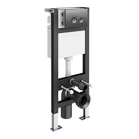 Arezzo Toilet Cistern Frame with Brushed Gunmetal Grey Dual Flush Plate for Wall Hung Pans - Round Buttons