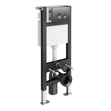 Arezzo Toilet Cistern Frame with Brushed Gunmetal Grey Dual Flush Plate for Wall Hung Pans - Round Buttons