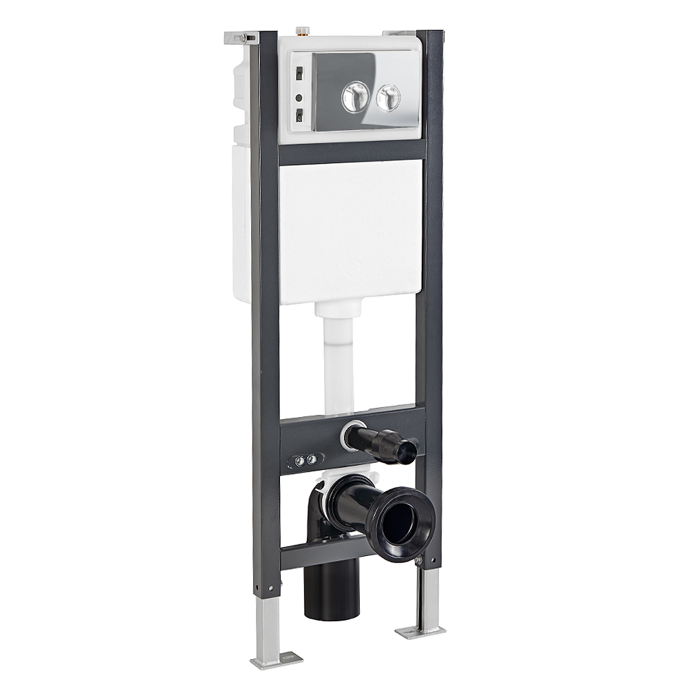 Arezzo Toilet Frame with Front Dual Flush Cistern and Chrome Flush ...