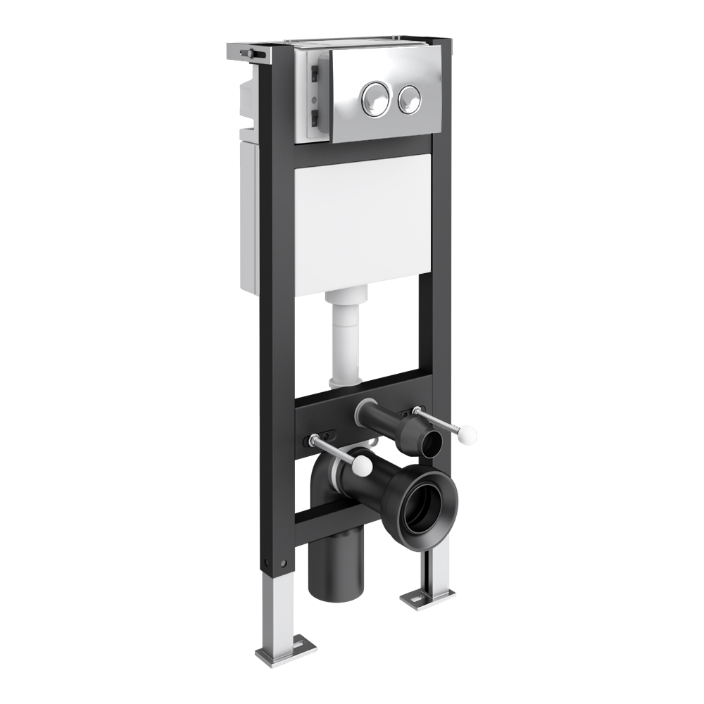 Arezzo Toilet Frame with Front Dual Flush Cistern and Chrome Flush ...