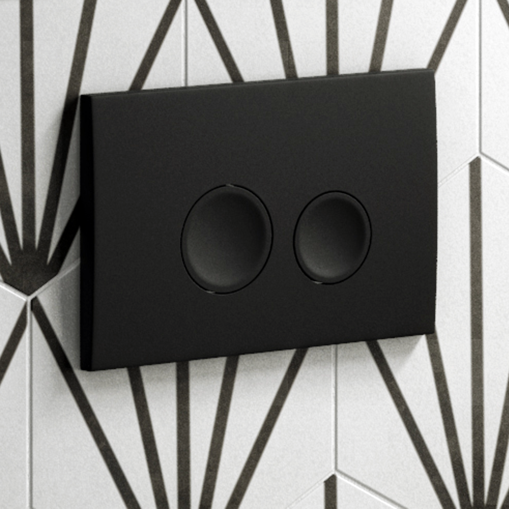 Arezzo Toilet Cistern Frame with Matt Black Dual Flush Plate for Wall