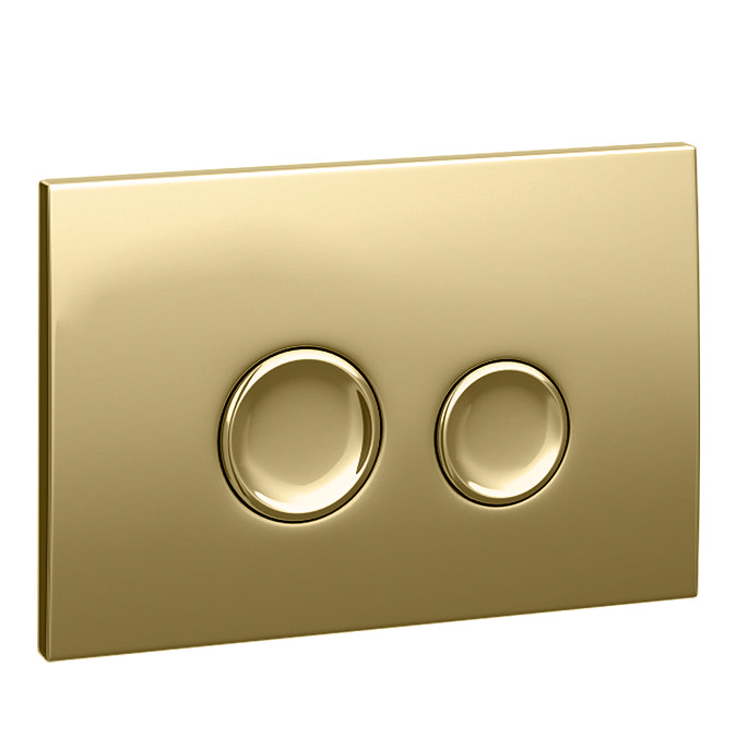 Arezzo Toilet Cistern Frame with Polished Gold Dual Flush Plate for Wall Hung Pans - Round Buttons