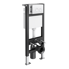 Arezzo Toilet Cistern Frame with White Dual Flush Plate for Wall Hung Pans - Round Buttons