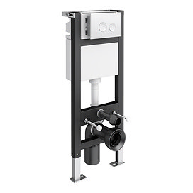 Arezzo Toilet Cistern Frame with White Dual Flush Plate for Wall Hung Pans - Round Buttons