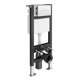 Arezzo Toilet Cistern Frame with White Dual Flush Plate for Wall Hung Pans - Round Buttons