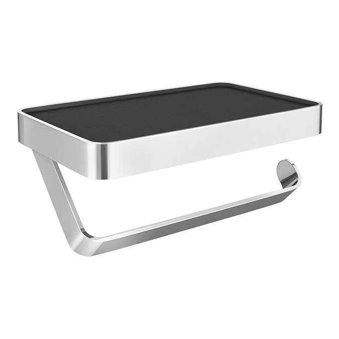 Arezzo Toilet Roll Holder with Shelf - Chrome  Feature Large Image