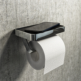 Arezzo Toilet Roll Holder with Shelf - Chrome Medium Image