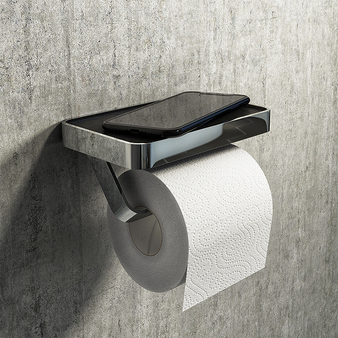 Arezzo Toilet Roll Holder with Shelf - Chrome Large Image