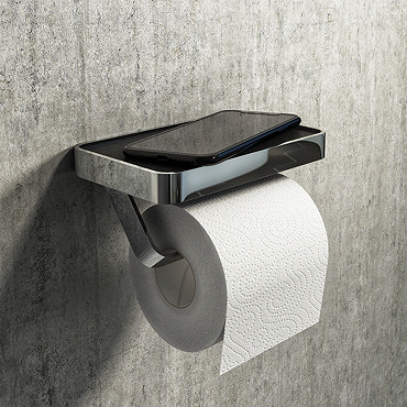 Arezzo Toilet Roll Holder with Shelf - Chrome  Profile Large Image