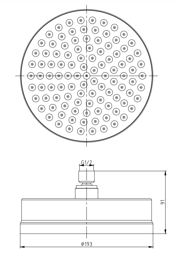 Arezzo Traditional 195mm Shower Head - Matt Black