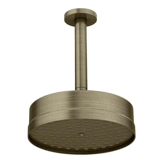 Arezzo Traditional 195mm Shower Head with Ceiling Mounted Arm - Antique Brass