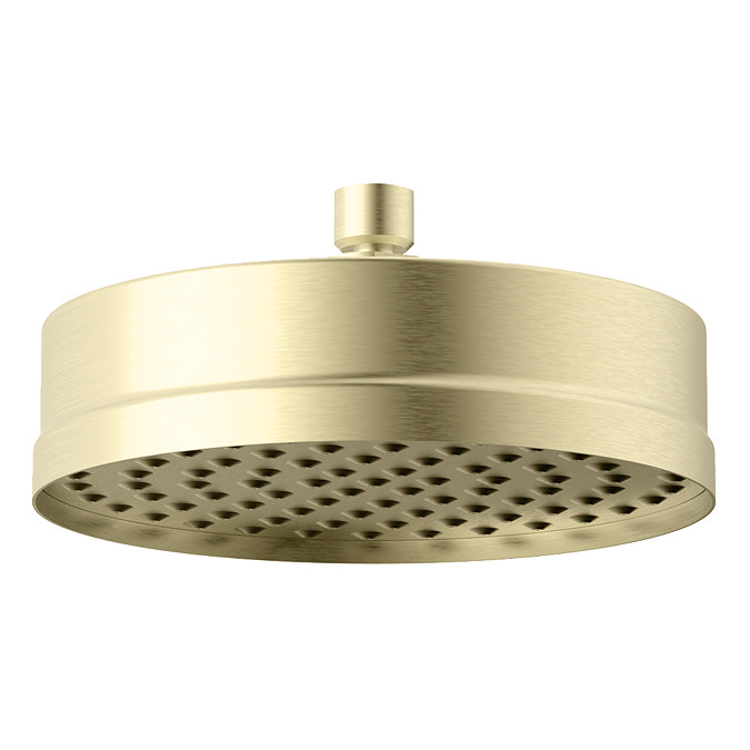 Arezzo Traditional 195mm Shower Head with Ceiling Mounted Arm - Brushed Brass