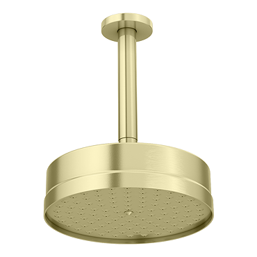 Arezzo Traditional 195mm Shower Head with Ceiling Mounted Arm - Brushed Brass