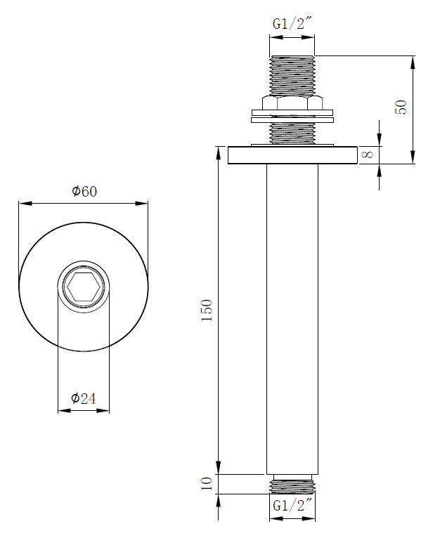 Arezzo Traditional 195mm Shower Head with Ceiling Mounted Arm - Matt Black