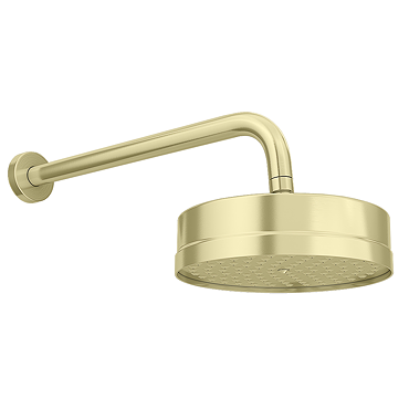 Arezzo Traditional 195mm Shower Head with Wall Mounted Arm - Brushed Brass