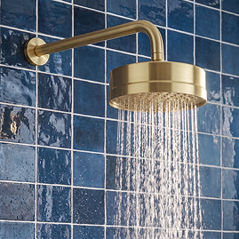 Arezzo Traditional 195mm Shower Head with Wall Mounted Arm - Brushed Brass