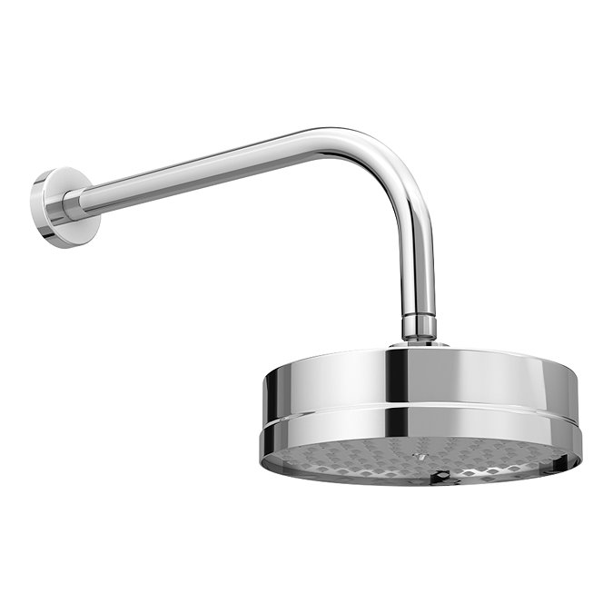 Arezzo Traditional 195mm Shower Head with Wall Mounted Arm - Chrome