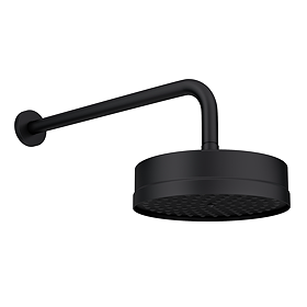 Arezzo Traditional 195mm Shower Head with Wall Mounted Arm - Matt Black