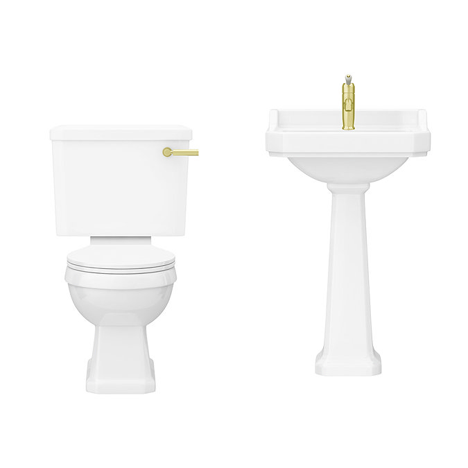 Arezzo Traditional 4-Piece 1TH Bathroom Suite (inc. Brushed Brass Lever)  Profile Large Image