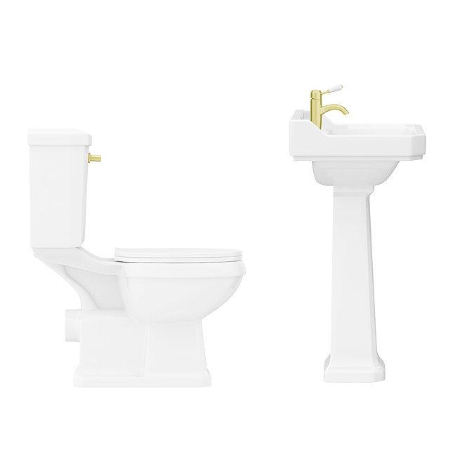 Arezzo Traditional 4-Piece 1TH Bathroom Suite (inc. Brushed Brass Lever)  Feature Large Image