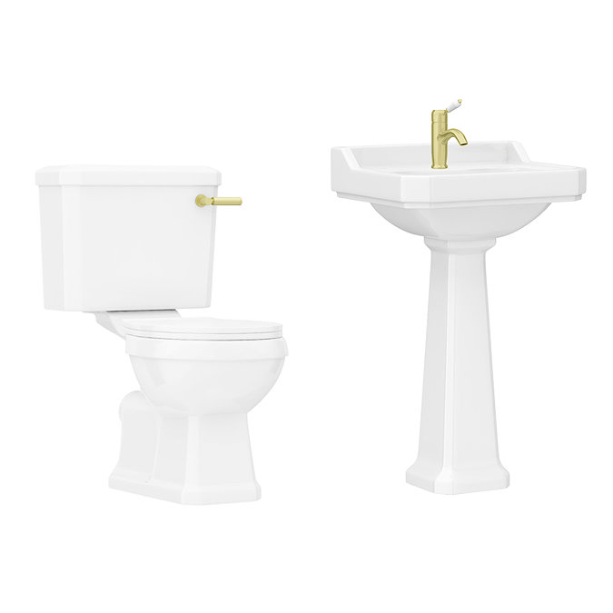 Arezzo Traditional 4-Piece 1TH Bathroom Suite (inc. Brushed Brass Lever)  Standard Large Image