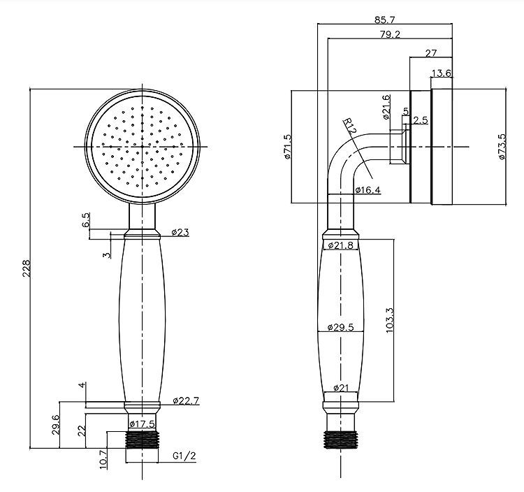 Arezzo Traditional Shower Handset - Chrome