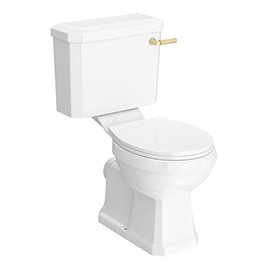 Arezzo Traditional Toilet with Brushed Brass Lever Medium Image