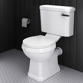 Arezzo Traditional Toilet with Chrome + Matt Black Lever Medium Image