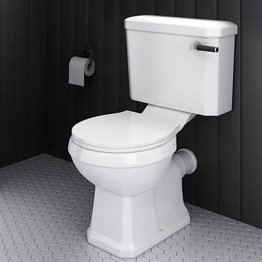 Arezzo Traditional Toilet with Chrome + Matt Black Lever  Profile Large Image