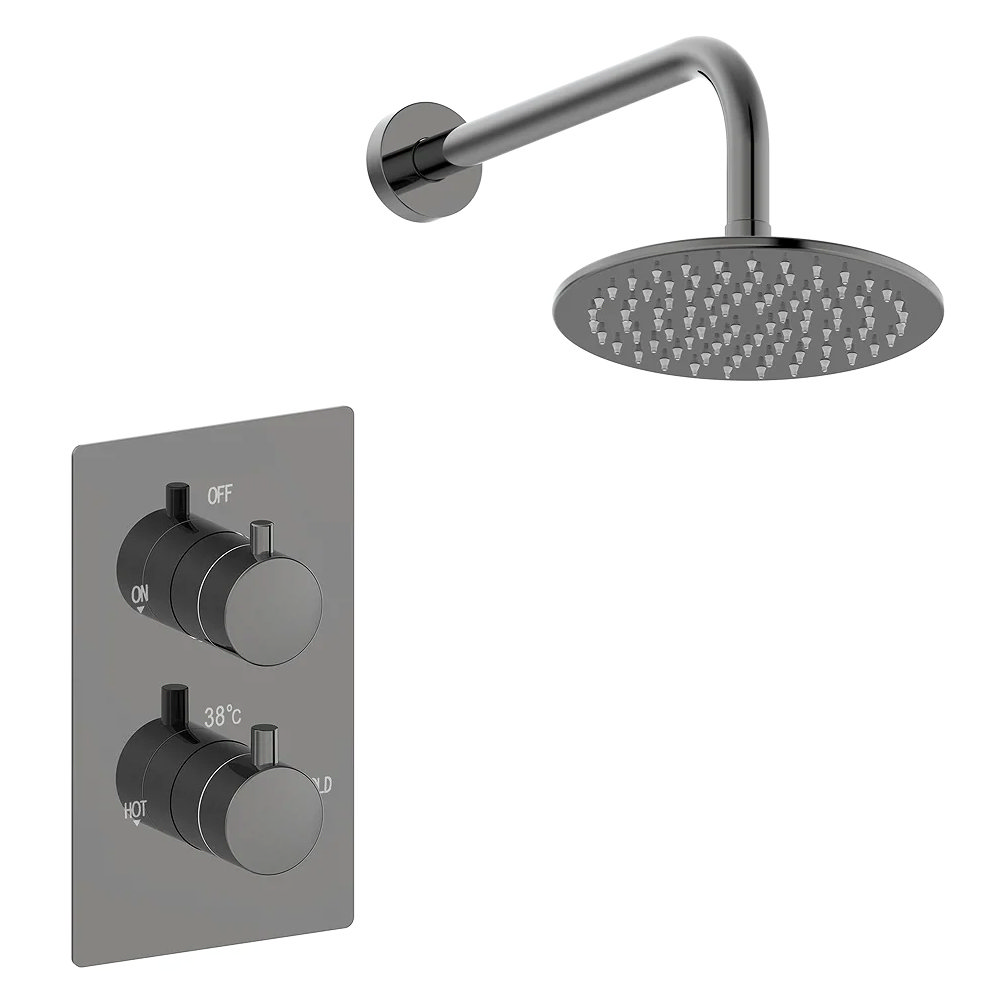 Arezzo Twilight Black Chrome Round Shower Package with Concealed