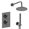 Arezzo Twilight Black Chrome Round Thermostatic Shower Pack with Head + Handset