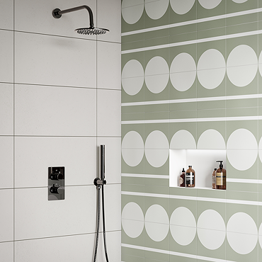 Arezzo Twilight Black Chrome Round Thermostatic Shower Pack with Head + Handset