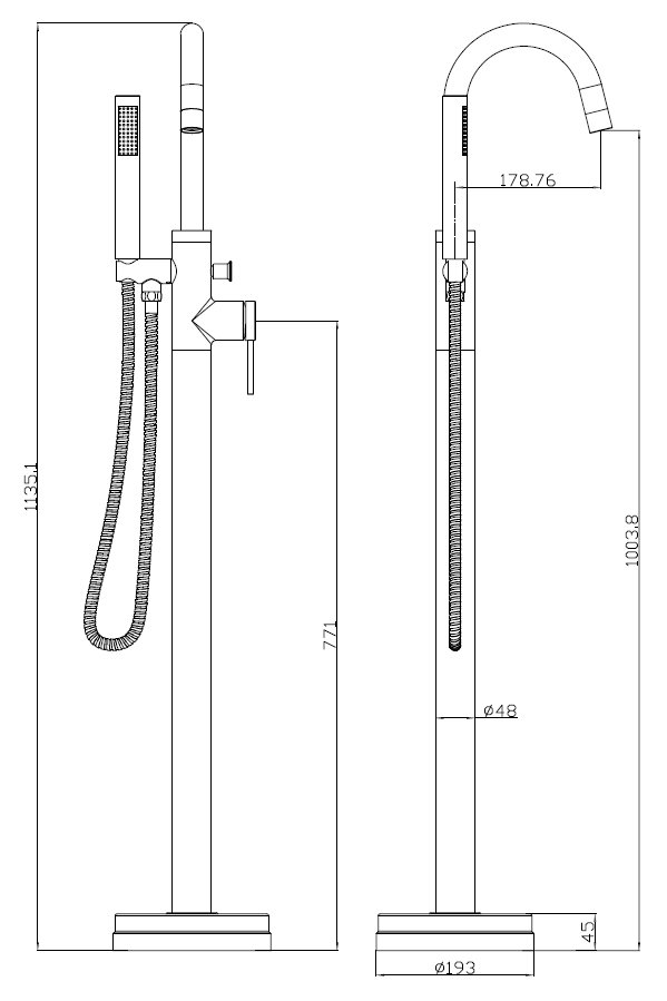 Arezzo Twilight Round Freestanding Bath Tap with Shower Mixer