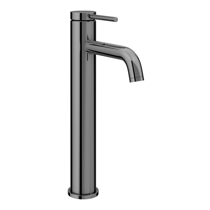 Arezzo Twilight Black Chrome Round High Rise Mono Basin Mixer Tap