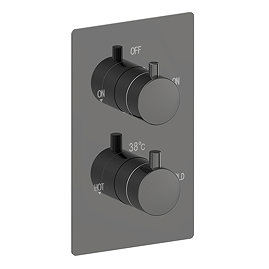 Arezzo Twilight Black Chrome Round Modern Twin Concealed Shower Valve with Diverter