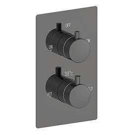Arezzo Twilight Black Chrome Round Modern Twin Concealed Shower Valve with Diverter