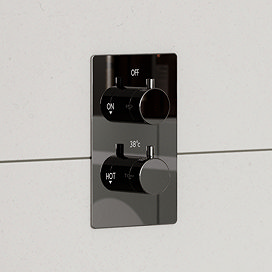 Arezzo Twilight Black Chrome Round Modern Twin Concealed Shower Valve