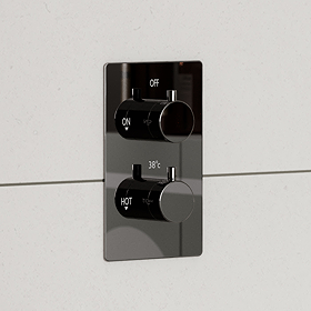 Arezzo Twilight Black Chrome Round Modern Twin Concealed Shower Valve