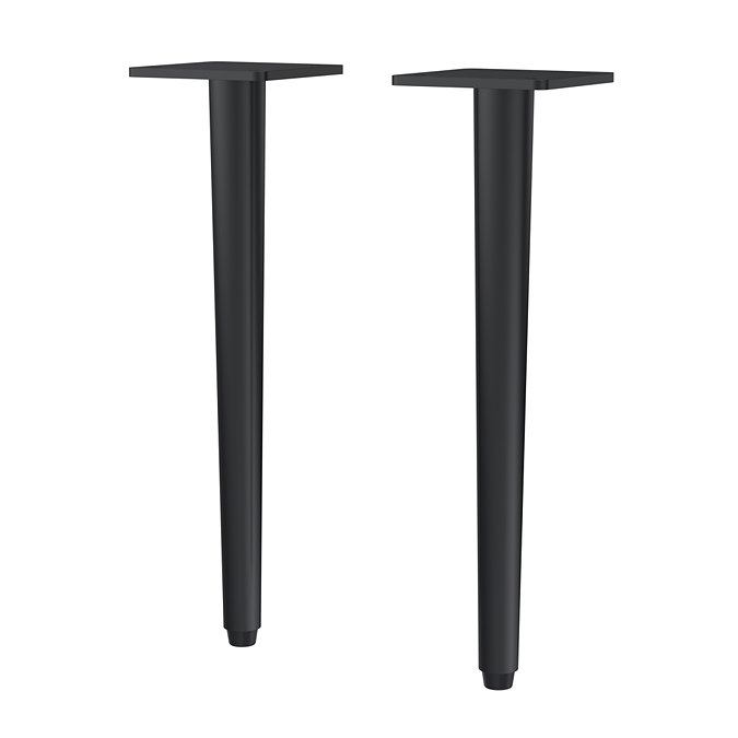 Arezzo Vanity Unit - Matt Black - 600mm 2-Drawer with Worktop, Black Handles, Black Round Basin + Legs
