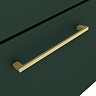 Arezzo Vanity Unit - Matt Dark Green - 600mm 2-Drawer with Worktop, Brass Handles, White Round Basin and Brass Legs