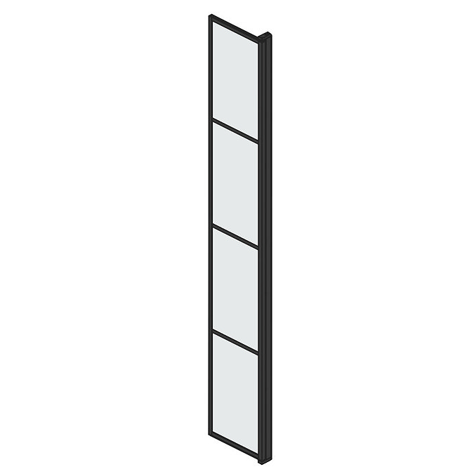 Arezzo RH W300 x H1950 Hinged Matt Black Grid 8mm Return Screen Large Image