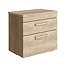 Arezzo Wall Hung 2-Drawer Countertop Vanity Unit - Rustic Oak - 600mm with Worktop & Brushed Brass Handles