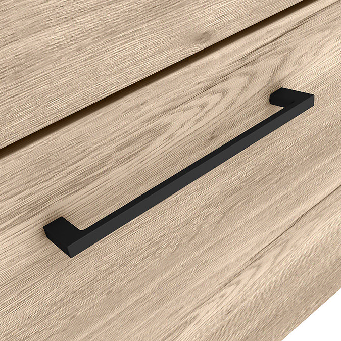 Arezzo Wall Hung 2-Drawer Countertop Vanity Unit - Rustic Oak - 600mm with Worktop & Matt Black Handles